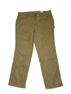 Carhartt Women's Original Fit Canvas Work Pants - Khaki / Carhartt Brown 14 TALL